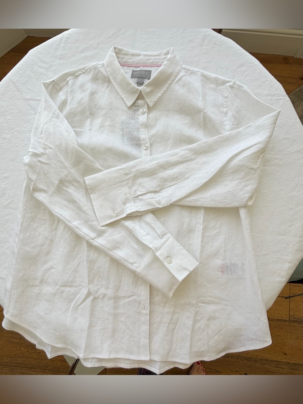 100% Linen White Button-Up Shirt by Pure Collection NWT